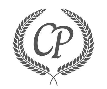 Initial letter C and P, CP monogram logo design with laurel wreath. Luxury .. Stock Illustration