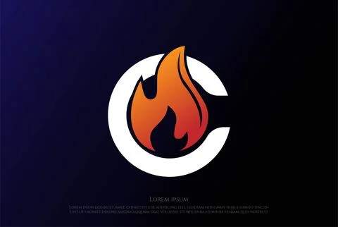 Initial Letter C for Candle Flame Fire Logo Design Vector Stock Illustration
