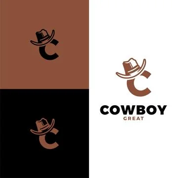Initial letter c cowboy hat logo design template Stock Illustration