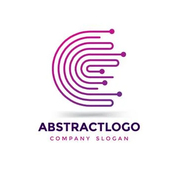 Initial Letter C Digital technology abstract dot circle Logo icon monogram Stock Illustration
