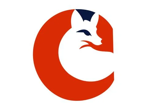Initial Letter C Fox Icon Design Stock Illustration