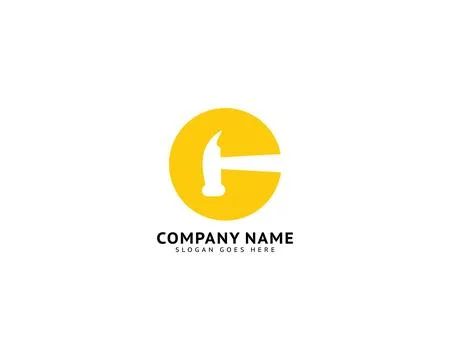 Initial Letter C Hammer Logo Design for Construction, Manufacture and Repairi Stock Illustration