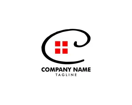 Initial Letter C House Real Estate Logo Design Stock Illustration