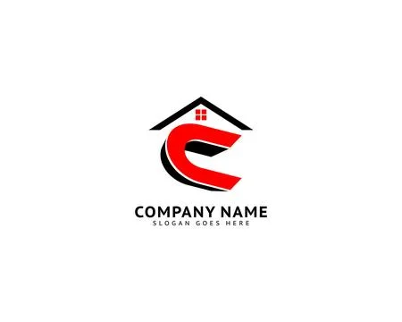 Initial Letter C House Real Estate Logo Design Stock Illustration