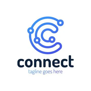 Initial Letter C logo Connected circle symbol. Tech Letter C vector Logo Temp 스톡 일러스트
