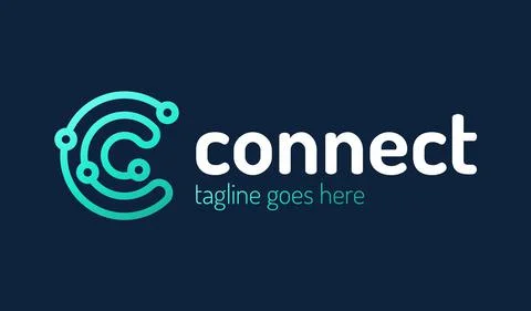 Initial Letter C logo Connected circle symbol. Tech Letter C vector Logo Temp Illustrazione stock