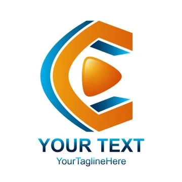 Initial letter C logo design template element with play media button icon col Stock Illustration