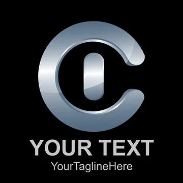 Initial letter C logo design template element colored silver 3d power button  Stock Illustration