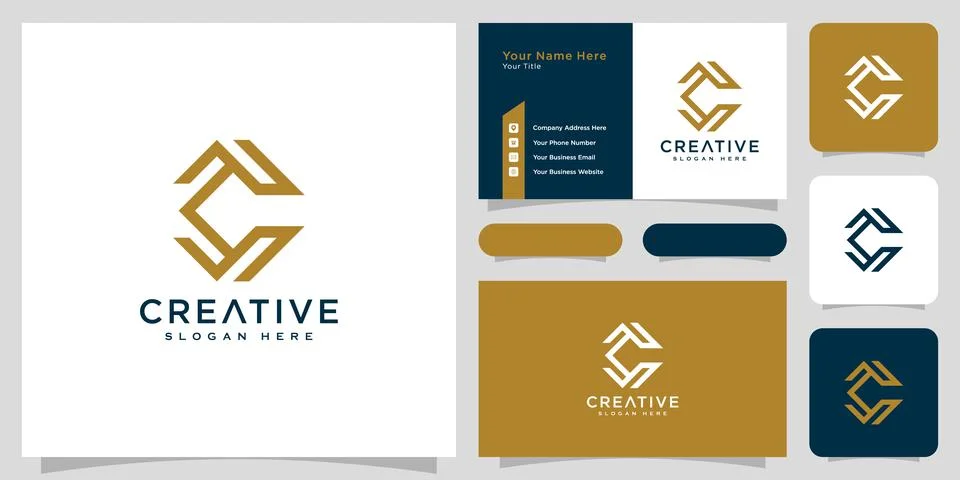 Initial letter c logo line style vector design Stock Illustration