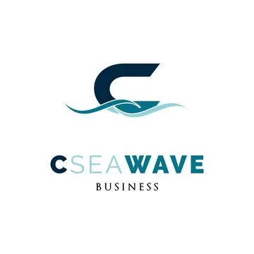 Initial Letter C Sea Wave Icon Logo Design Template Stock Illustration