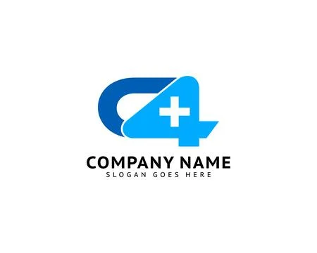Initial Letter C4 Cross Plus Logo Icon Design Template Elements Stock Illustration