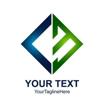 Initial letter CB logo design template element colored green blue square for  Stock Illustration