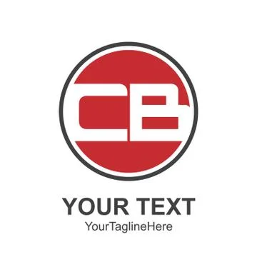 Initial letter CB logo design template element colored grey red circle for bu Stock Illustration