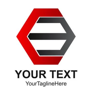 Initial letter CB logo design template element colored black red hexagon for  Stock Illustration