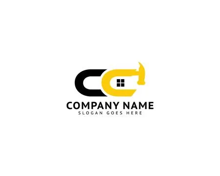 Initial Letter CC Hammer Logo Design for Construction, Manufacture and Repa.. Stock Illustration