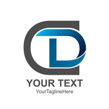 Initial letter CD logo design template element colored grey blue for business Stock Illustration