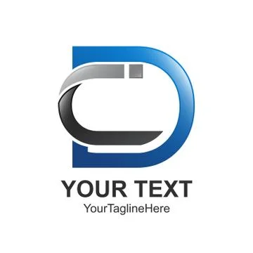 Initial letter CD or DC logo design template element colored black blue for b Stock Illustration