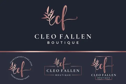 Initial letter CF C logo flower, leaf and beauty. Floral and botanical design Stock Illustration