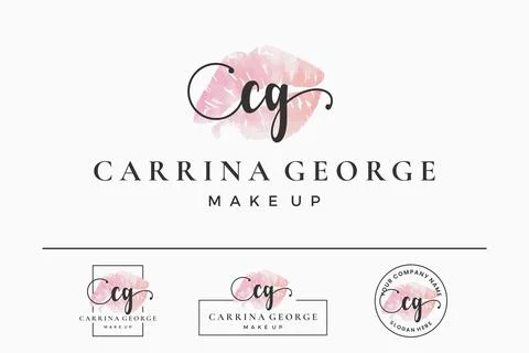 Initial letter CG C logo for lip, kiss, lipstick, makeup vector design collec Stock Illustration