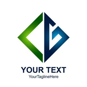 Initial letter CG logo design template element colored green blue square for  Illustrazione stock