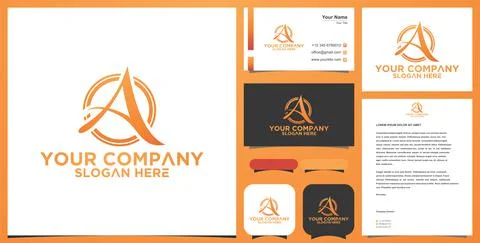 Initial A letter in circle logo with bussiness card Ilustración de archivo