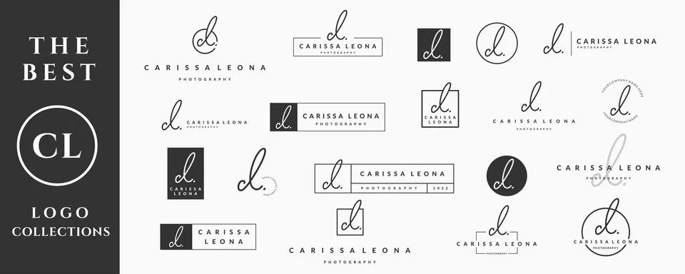 Initial letter CL C logo handwriting, signature and script vector design coll Stock Illustration