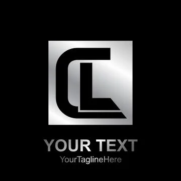 Initial letter CL logo design template element colored silver black square fo Stock Illustration