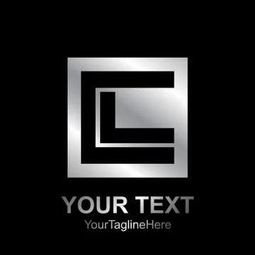 Initial letter CL logo design template element colored silver black square fo Stock Illustration