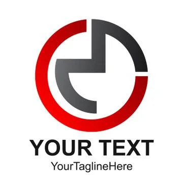Initial letter CM logo design template element circle colored black red for b Stock Illustration