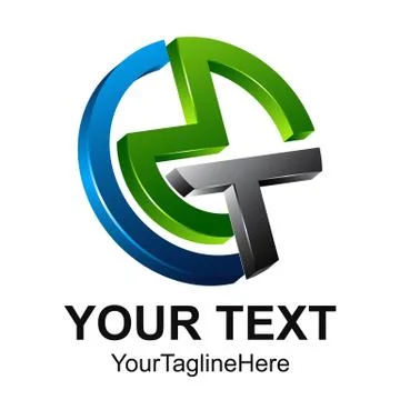 Initial letter CMT logo design template element colored silver green blue cir Stock Illustration