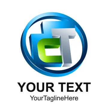Initial letter CMT logo design template element colored silver green blue cir Illustrazione stock