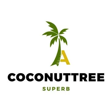 Initial Letter A Coconut Tree Icon Logo Design Template Stock Illustration