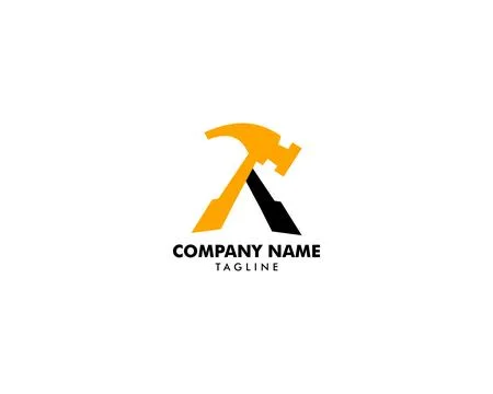 Initial letter A constructions logo with hammer Stock Illustration