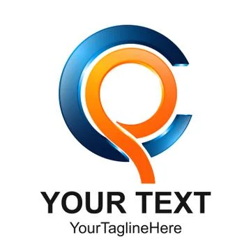 Initial letter CP logo design template element circle colored orange blue for Stock Illustration