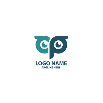 Initial letter CP owl logo design vector Stock Illustration