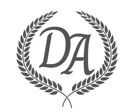 Initial letter D and A, DA monogram logo design with laurel wreath. Luxury .. Stock Illustration