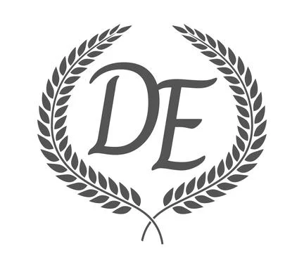 Initial letter D and E, DE monogram logo design with laurel wreath. Luxury .. Stock Illustration