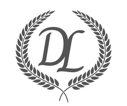 Initial letter D and L, DL monogram logo design with laurel wreath. Luxury .. Stock Illustration