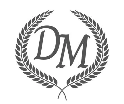 Initial letter D and M, DM monogram logo design with laurel wreath. Luxury .. 库存插图