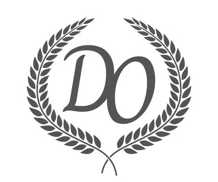 Initial letter D and O, DO monogram logo design with laurel wreath. Luxury .. Stock Illustration