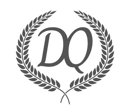 Initial letter D and Q, DQ monogram logo design with laurel wreath. Luxury .. Stock Illustration