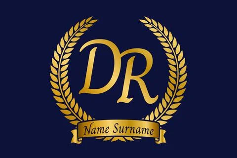 Initial letter D and R, DR monogram logo design with laurel wreath. Luxury .. Stock Illustration