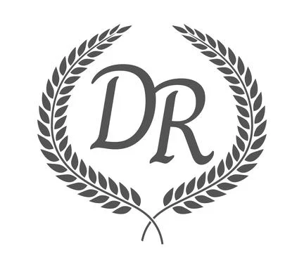 Initial letter D and R, DR monogram logo design with laurel wreath. Luxury .. Stock Illustration