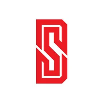 Initial letter D and S uppercase logo design template red Stock Illustration
