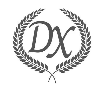 Initial letter D and X, DX monogram logo design with laurel wreath. Luxury .. Illustrazione stock