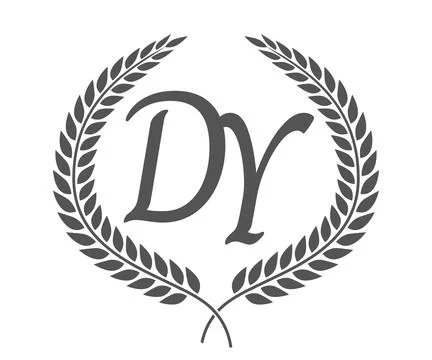 Initial letter D and Y, DY monogram logo design with laurel wreath. Luxury .. Stock Illustration