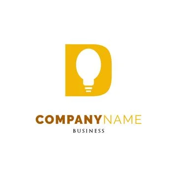 Initial Letter D Bulb Icon Logo Design Template Stock Illustration