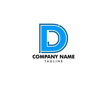 Initial Letter D Connected Circle Network Logo Design Template Element Illustration