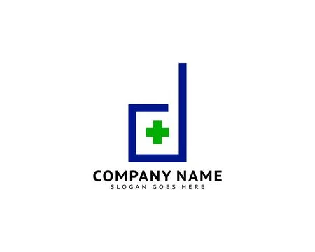 Initial Letter D Cross Plus Logo, Medical Health Care Logo Template Design Stock Illustration