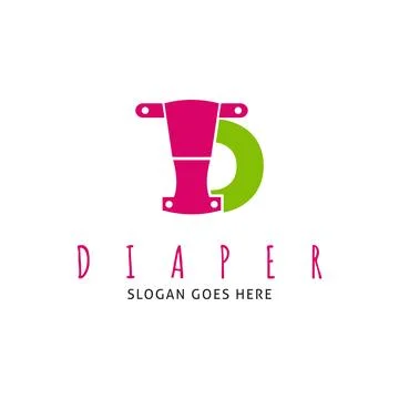 Initial Letter D Diaper Icon Vector Logo Template Illustration Design Stock Illustration